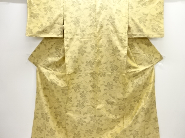 JAPANESE KIMONO / ANTIQUE HITOE KIMONO / SILK / TOKAMACHI TSUMUGI / WOVEN ARABESQUE